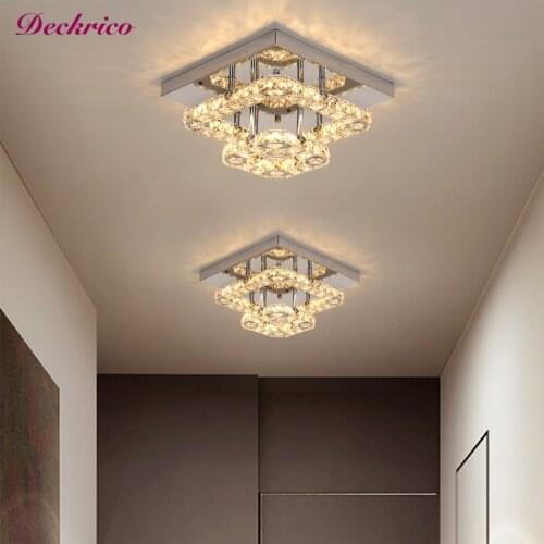 Modern Crystal LED Ceiling Lights Plafon Stainless steel Ceiling Lamp Lighting Design Light Fixtures Lustre Luminarias