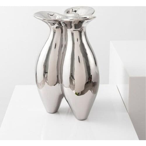 Light Luxury Modern Simple Plating Ceramic Vase Decoration Home Adornment Living Room Bedroom Desktop Dried Flower Ornaments