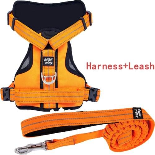 Reflective Pet Dog Harness Leash Set Training Heavy Vest for Dogs Adjustable Professional K9 Harnesses Dogs Supplies Products