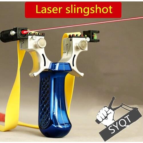SYQT Outdoor Sports Toy Slingshot Four Colors Can Selected With Laser Aiming Hunting Slingshot Toy Using Flat Leather Shooting