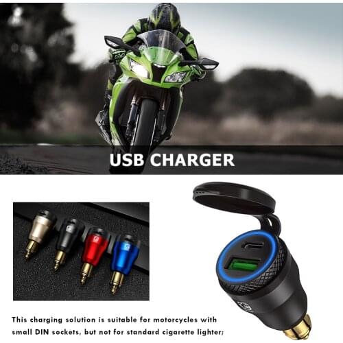 USB Charger Adapter Plug DIN Hella to QC3.0 + PD with LED Light Outdoor Anti-resistance Repairing Parts for Motorcycle