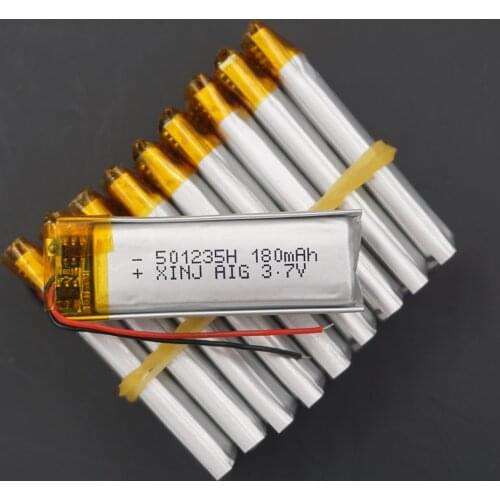 XINJ 10pcs 3.7V 180 mAh lithium polymer battery lipo cell 501235 For 3D glasses mp3 headphones bluetooth speaker smart watch DIY
