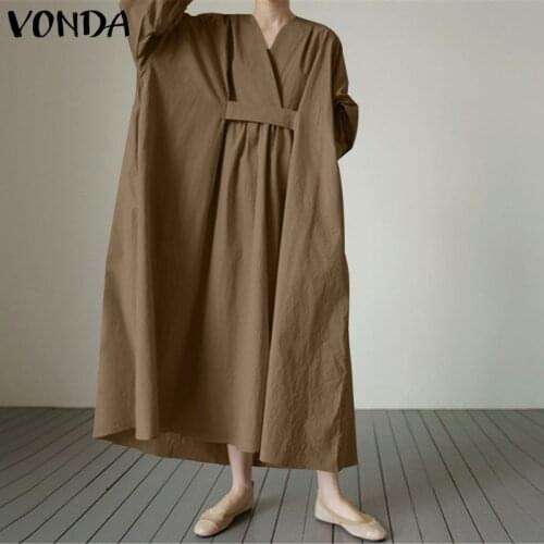 Party Long Maxi Dress Women Bohemian Sundress V Neck Long Sleeve Robe Femme VONDA Casual Vestidos Elegant Dress