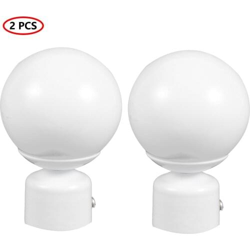 2Pc Curtain Rod End Caps Double Window Curtain Pole Heads Metal Ball Shape Telescoping Shower Rod Ends Covers Bathroom Accessory