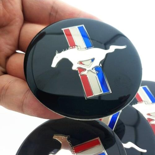 4pcs/sets 65mm 3D Horse Flag Car Steering tire Wheel Center car sticker Hub Cap Emblem Badge Decals Symbol For Ford Mustang