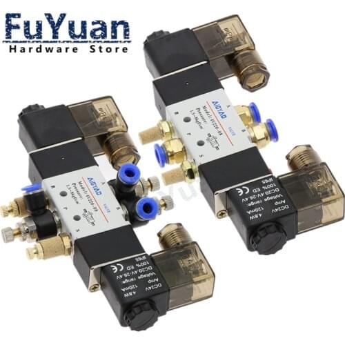 5 way 2 Position Pneumatic Electric Solenoid Valve 220V 4V220-08 Air 1/4" Coil Aluminum Alloy Internal 12V DC 24V 110V Muffler