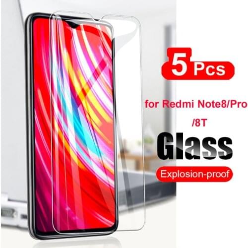 5Pcs For Xiaomi Redmi Note 8 Pro 8T Screen Protector Tempered Glass Toughened Glass For Xiaomi Redmi Note 8 Pro Film 9H