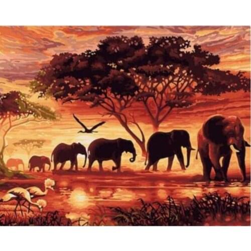 5d Diamond Art Mosaic Elephant Immigration Embroidery Painting Rhinestones Drawing Picture Wall Decor Handcraft Gift New Arrival