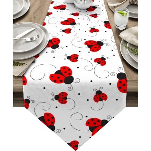 Ladybug Dotted Texture Table Runners Wedding Decoration Table Cover Christmas Decorations for Home Table Cloth