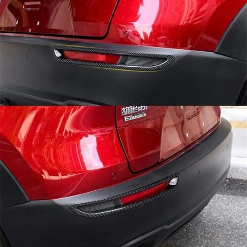 CEYUSOT For Mazda CX-30 Rear Fog Lamp Frame Rear Bumper Reflector Fog Light Cover Trim ABS Carbon Fiber CX30 Auto Parts 2020 21