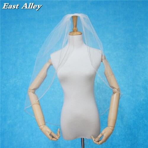 Crystal Veil Fingertip Length Wedding Veil 1 Layer Bridal Veil White / light Ivory Wedding Veil