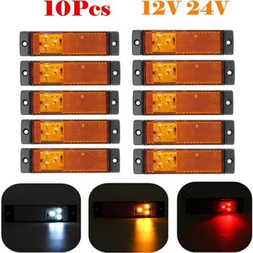 10x 12V 24V 3-LED Car Side Marker Lights Clearance Turn Signal Reflector Stop Indicator Lamps Truck Trailer Caravan Lorry Van