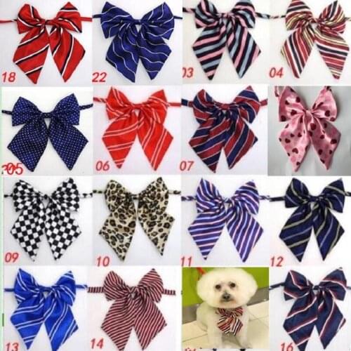 50pc/lot Factory Sale New Colorful Handmade Adjustable Dog Ties Pet Big Bow Ties Cat Neckties Dog Grooming Supplies P08