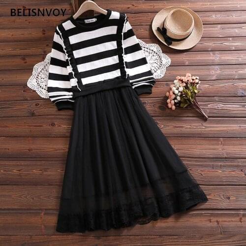 2020 Long Sleeve Striped Cotton Party Dress Long Sleeve Princess Dresses Lace Mesh Princess Dress Dressmaker Mannequin