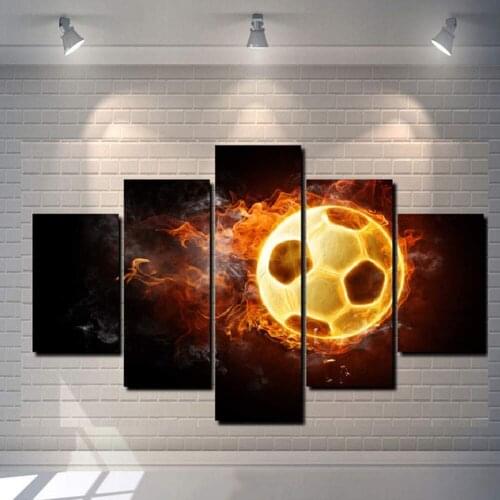 Burning Fire Football Prints On Canvas Soccer Sports Wall Art Painting The Picture for Home Gym Drop shipping