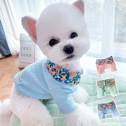 Short version of crushed flower summer thin pet teddy than bear cat Bomi VIP Shenery small dog dog dress dog t shirts