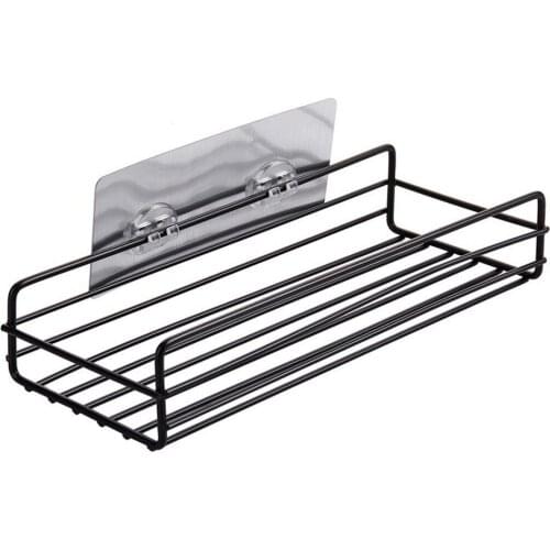 Steel Wall Shelf Mounted Bathroom Rack Shelf Free Punching Hanging Drain Basket Holder Tray Kitchen Accessories organizer