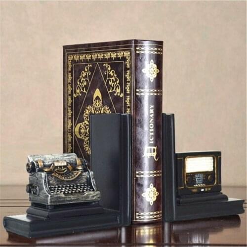 A Pair Creative Synthetic Resin Bookend Shelf Retro Telegraph Bookend Holder Office Supplies Home Decoration Book Stand