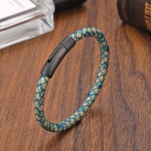 Fashion Lady Charm Bracelet Classic Style Mens Leather Bracelet Simple 8 Color Stainless Steel Button Accessories