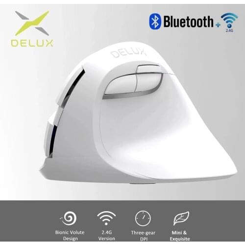 Delux M618 Mini GX Wireless Relieve wrist fatigue 1600 DPI Small and cute Vertical Mice white 2.4GHz Ergonomic Vertical Mouse