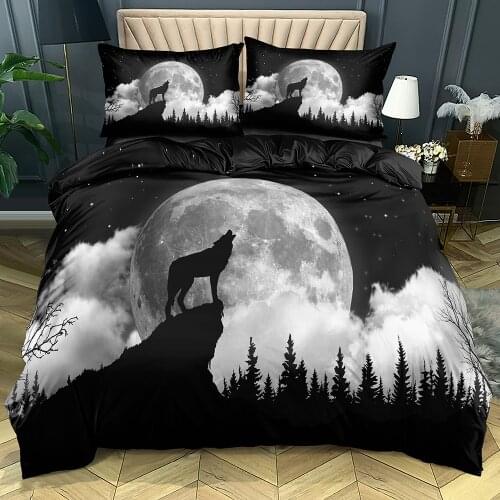 Wolf Duvet Cover Sets 3D Black Bed Linen Pillow Covers Full Double Single Twin Queen King Size 180*200cm Animal Home Textile