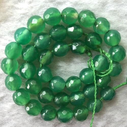 Green Carnelian Agates Faceted cutting Round Gem Beads 15" Strand 4 6 8 10 12MM Pick Size For Jewelry Making