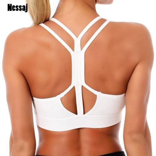Nessaj Sports Bra Women Fitness Gym Gathered Bra Running Jogger Shockproof Sport Push Up Bra Female Workout Tops Sport Wear Vest