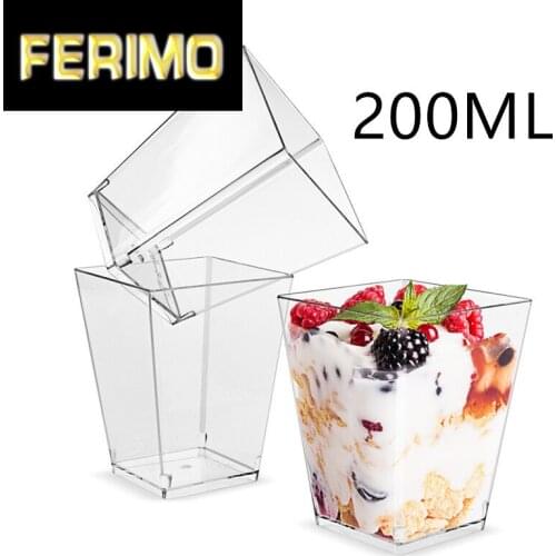 20Pcs 200ml large size Mousses Dessert Cup Clear Pudding Cup Party Accessories Wedding Supplies Disposable Plastic Tableware