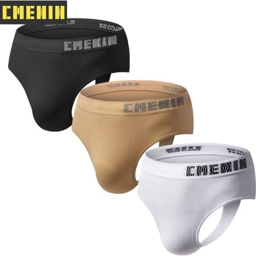 3Pcs/lot Solid Seamless Low waist CMENIN Gay Men Sexy Underwear Thong Men Jockstrap Porn man Mens Thongs And G strings CM103