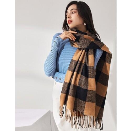 Autumn And Winter Plaid Scarf Female Imitation Cashmere Sweet Warm Scarf In The Long Shawl Female