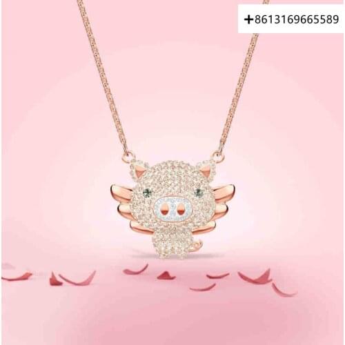 Cute Flying Pig This Year Zodiac Necklace Female Original Engraving 1:1