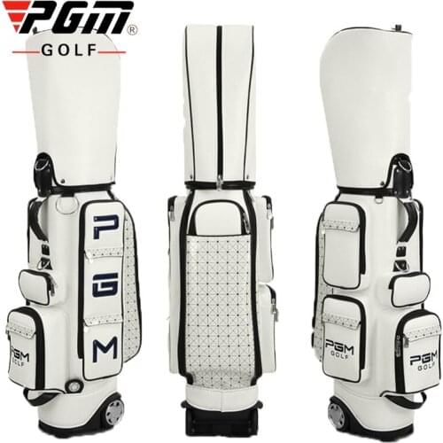 Pgm Golf Standard Ball Bag High Quality Pu Waterproof Golf Travel Bag Wheels Stand Golf Clubs Bag Storage Large Capacity A7044
