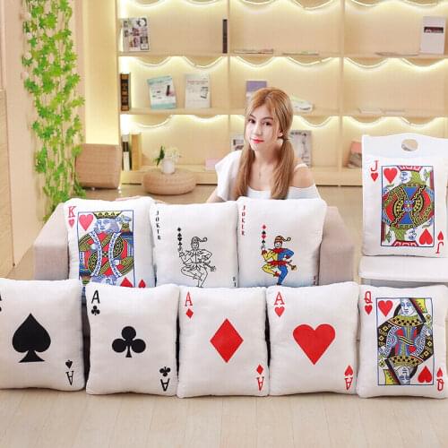 38x40cm Creative Poker Pillow Plush Toy Birthday Gift Soft Cushion Pillow Cute Home Decor Birthday Gift Rewards
