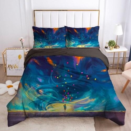 Modern Design Bed Linens 2,3pcs Quilt/Comforter/Blanket Covers Pillowcase Bedding Sets Duvet Cover Set Single Size 3D Landscape