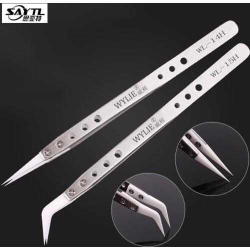 Precision Anti-Static Ceramic Tweezers Stainless Steel Electronic Industrial Ceramic Tweezers Insulated Straight Curved Tip