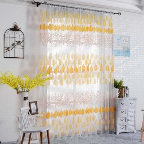Leaf Pattern Window Curtain for Living Room Tulle Window Treatments Elegant Cortinas Bedroom Draps Sun Shading Curtain