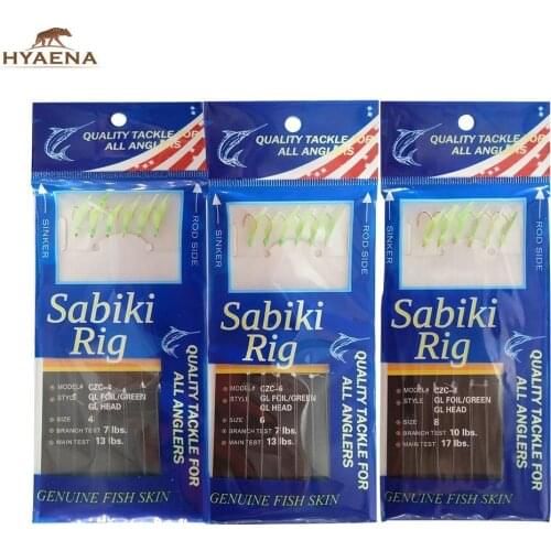 Hyaena 10pcs Sea Fishing Sabiki Rigs Fishing Lures Real Fish Skin With Luminous Beads Best Quality Tackle For All Anglers