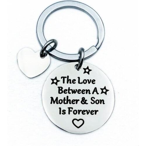 Oeinin Creative Keychain Man The Love Between A Mother Son Is Forever Key Chain Bags Boy Letter Color Key Ring Pendant Brelok