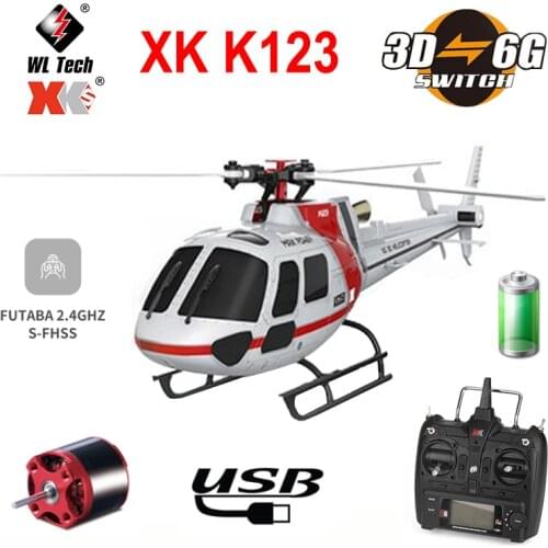 Original RC XK K123 2.4GHz 6CH Brushless 3-Blade RC Helicopter RTF Version with 3D and 6G System Helicopter