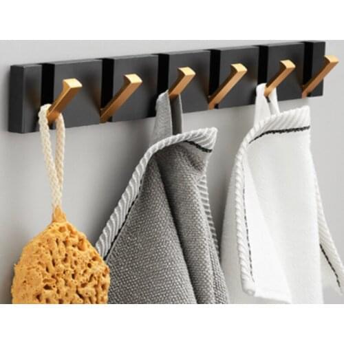 2-6 Hooks Folding Towel Hanger 2 ways Installation Wall Hooks Coat Clothes Holder for Bathroom Accessory key Towel Wall rack