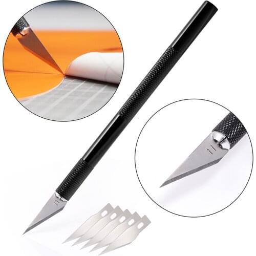 EHDIS Vinyl Wrap Film Utility Knife with 5pcs Spare Blades Car Sticker Wallpaper Hobby Cutter Sculpture Handcraft Handle Tool