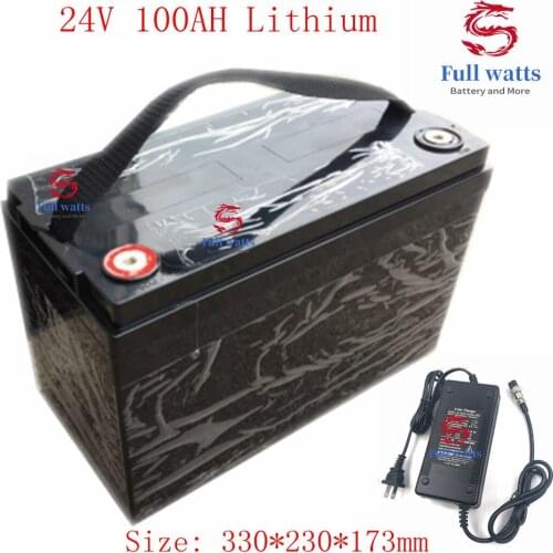 Waterproof 24V 100AH Lithium Ion Battery Electric Bicycle 24V Solar Golf Car Lipo Battery for Forklift Fork + 29.4v 10A Charger