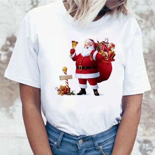 Woman summer New cute reindeer tshirt women Christmas white tshirt Harajuku Short Sleeve Women Tee Tops Camisetas Mujer