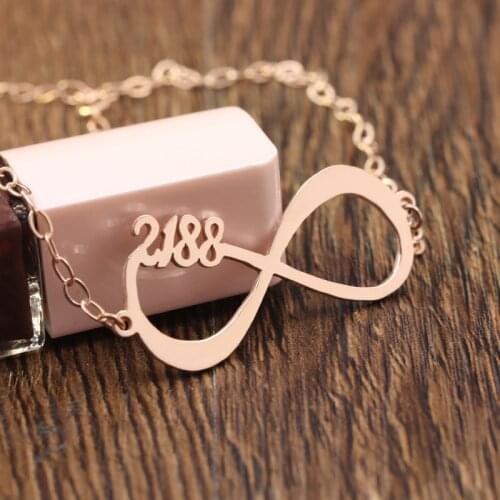 Inifity Women Necklace Rose Gold Color Engraved Date Memory Necklace Personalized 925 Solid Silver Engagement Christmas Gift