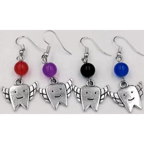 1 Pair Fast delivery Tooth fairy Mixed Color Beads Charm Pendants Dangle Earrings For Womens Girls Jewelry DIY Holiday Gifts