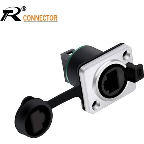 1pc RJ45 Aviation Waterproof Connector Network Interface Female Socket with PCB Board Panel Mount Ethernet Network Copper Pins