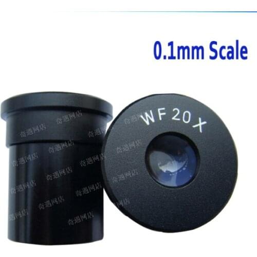 1pc WF20/10mm Wide Angle Optical Biological Microscope Eyepiece Lens with Graduated Scale Reticle Ruler 0.1mm