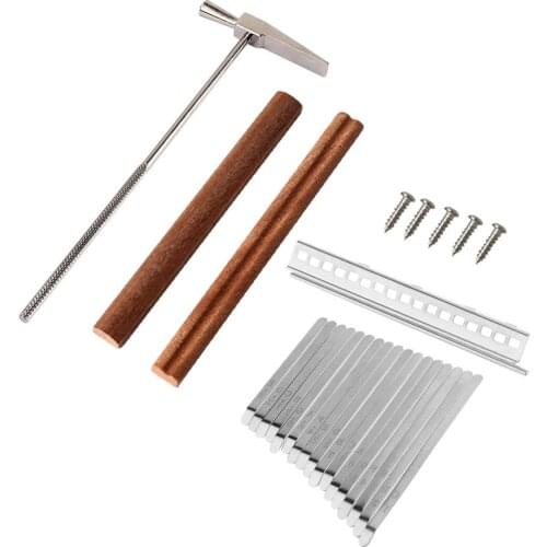 17 Keys Kalimba DIY Steel Keys Wood Bridge Steel Tuning Hammer Kit Thumb Piano Musical Instrument Part Accessories