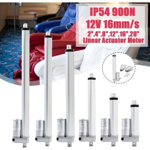 2 4 8 12 16 20 inch 900N 12V 16mm / s Small DC Electric Push Rod White Material Aluminum Alloy Linear Actuator Motor