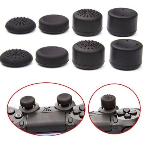 8Pcs New Silicone Analog Thumbstick Cap Rised Thumb Grip Cap Joystick Cover Case for Playstation 4 PS4 Gamepad Controller Black